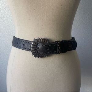 Medium/Large Black Studded Bling Leather Boho Belt